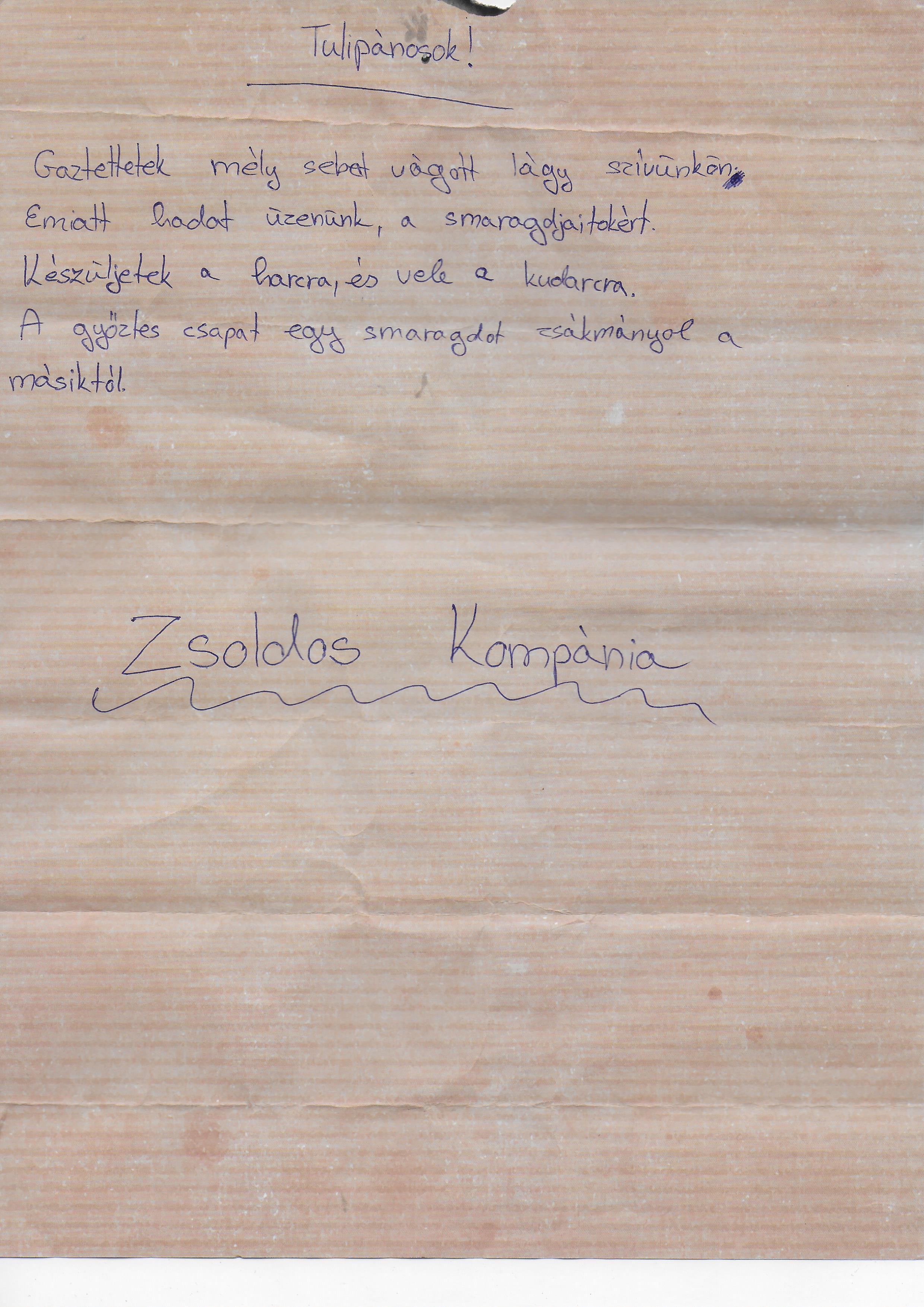 Zsoldos hadüzenet I.